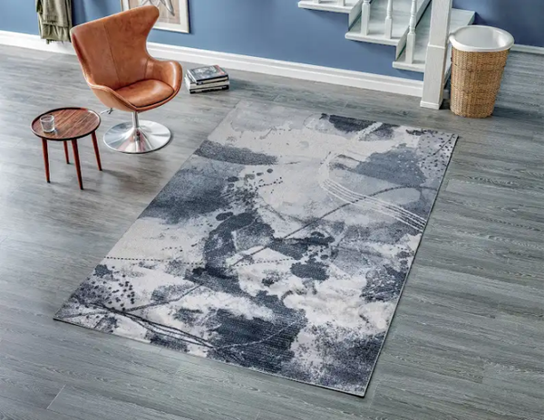 HARLEQUIN LARGE BLUE  LIVING ROOM RUG 200 X 290 CM