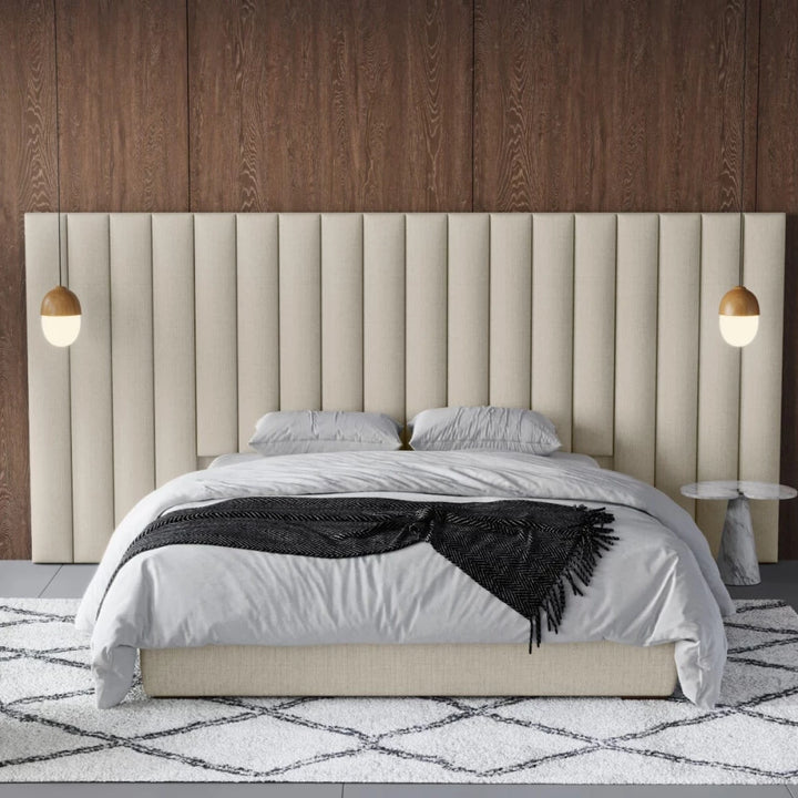 Modena Extra Wide Panelled Striped Headboard Bed Frame - Estelle Decor