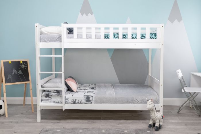 Louis Wooden Bunk Bed in White and Grey - Estelle Decor