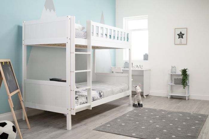 Louis Wooden Bunk Bed in White and Grey - Estelle Decor