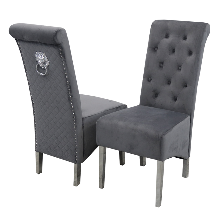 Emma Tall lion knocker Velvet  Dining Chair - Estelle Decor