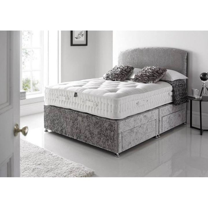 Curved Headboard Divan Bed Optional Drawers Plush Velvet - Estelle Decor