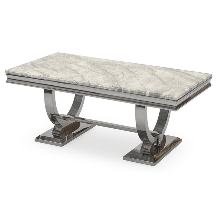 Arriana Marble Top Dining table with Circular Metal Stands - Estelle Decor