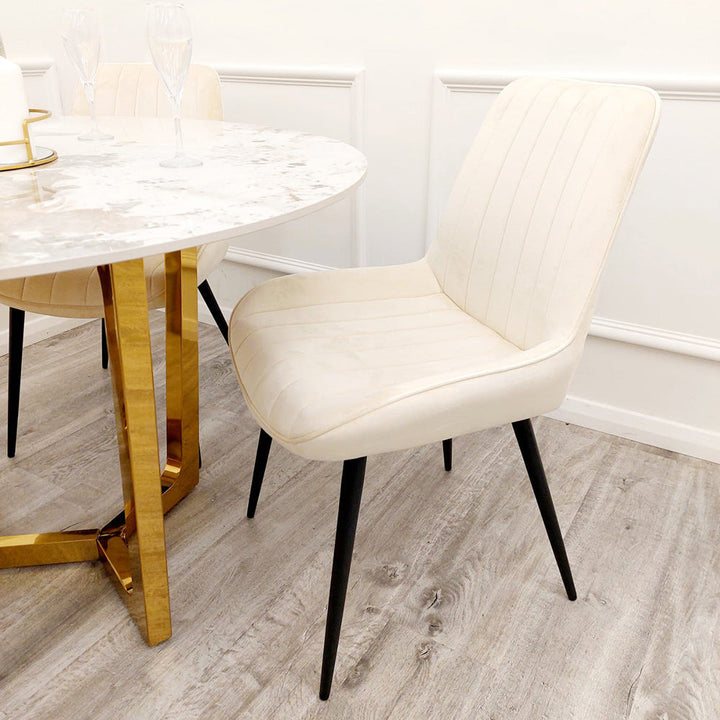 Dido Velvet dining chair Black, Green, Grey, Teal, Cream, Navy - Estelle Decor