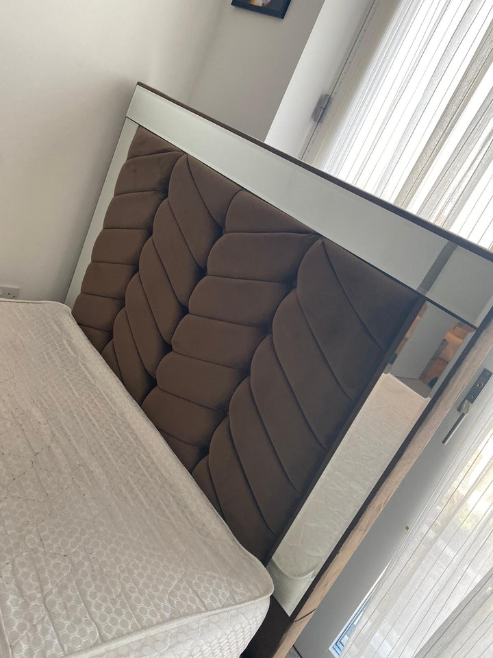 Chevron Art Deco Design Mirrored Bed - Estelle Decor