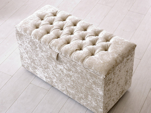 Ottoman Storage Box Upholstered Pouffe - Estelle Decor